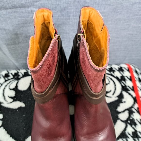 Pikolonis Burgundy Leather Women's Brown Cap Toe Lace Up Zipper Side EUR40/ US-9 - Picture 11 of 14